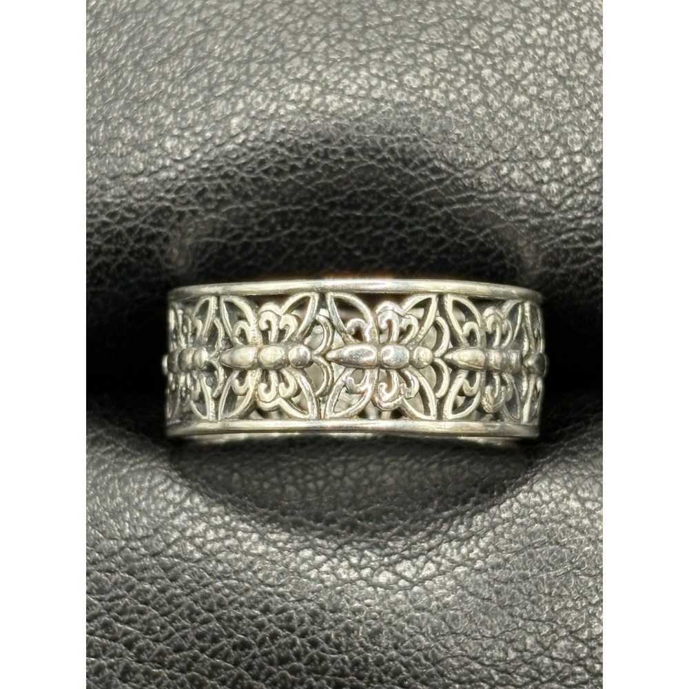 New Condition Sterling Silver Open Work Butterflies Band Ring Size 7 G9